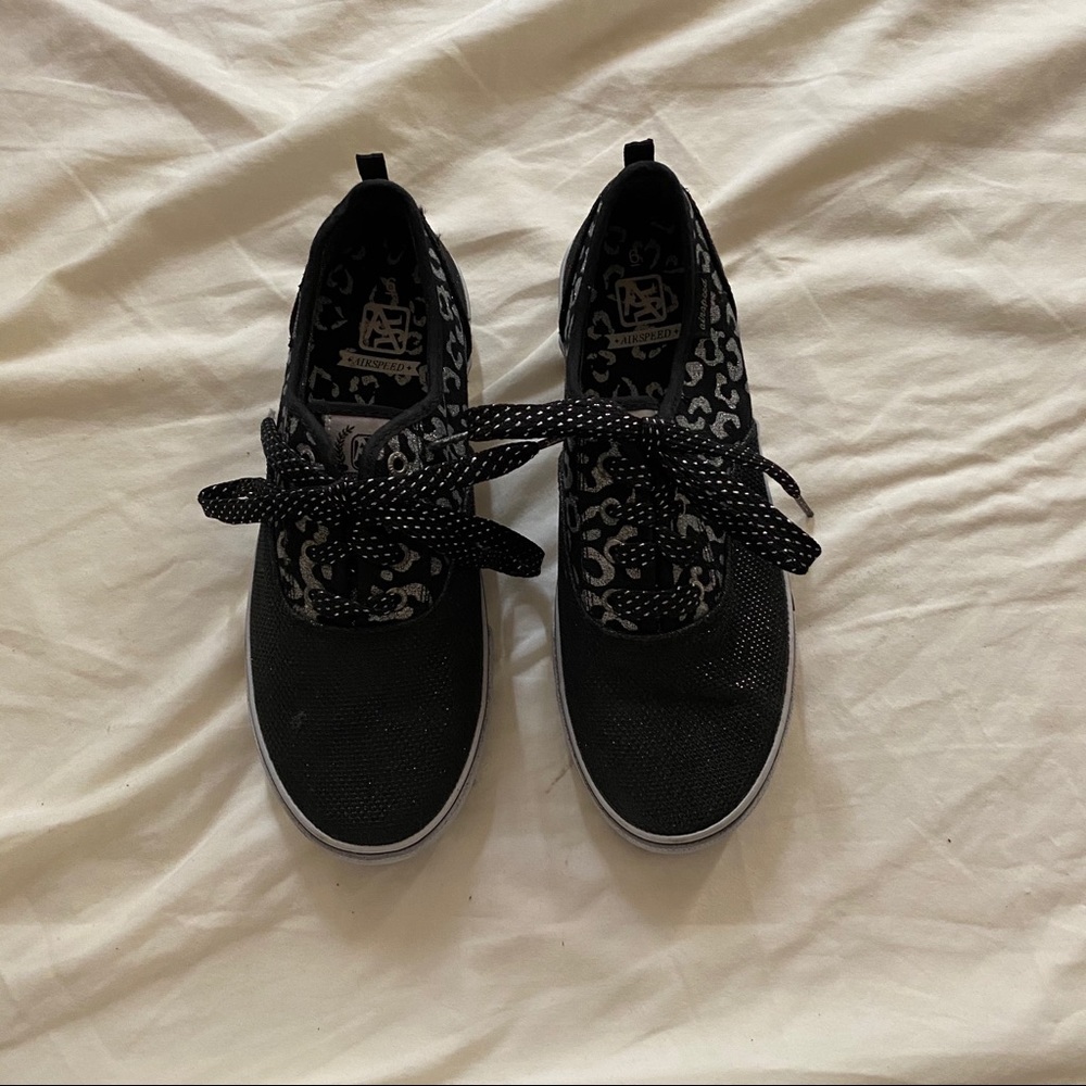 Black and Silver Glitter Animal Print Shoes